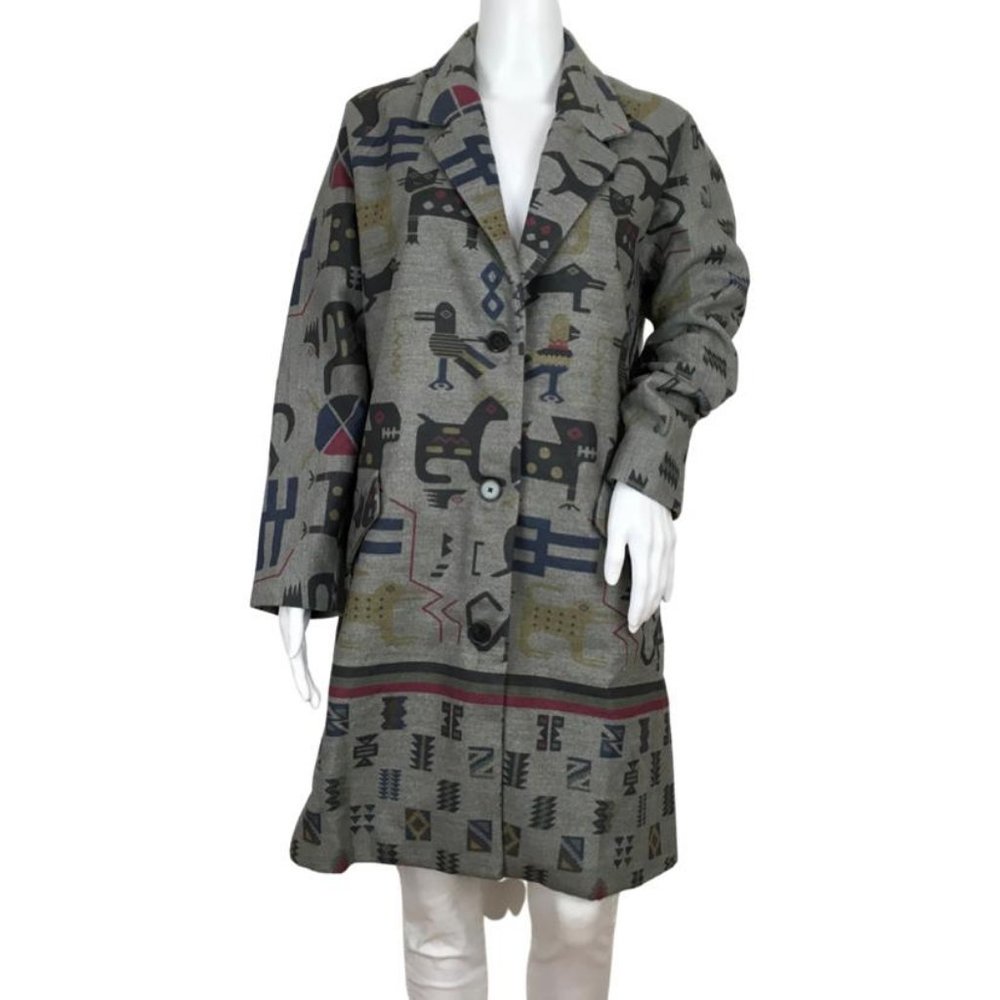 NWT Desigual Women’s Trench Coat Zhu Artsy Animal Opal Gray Color Sz 40 & 44